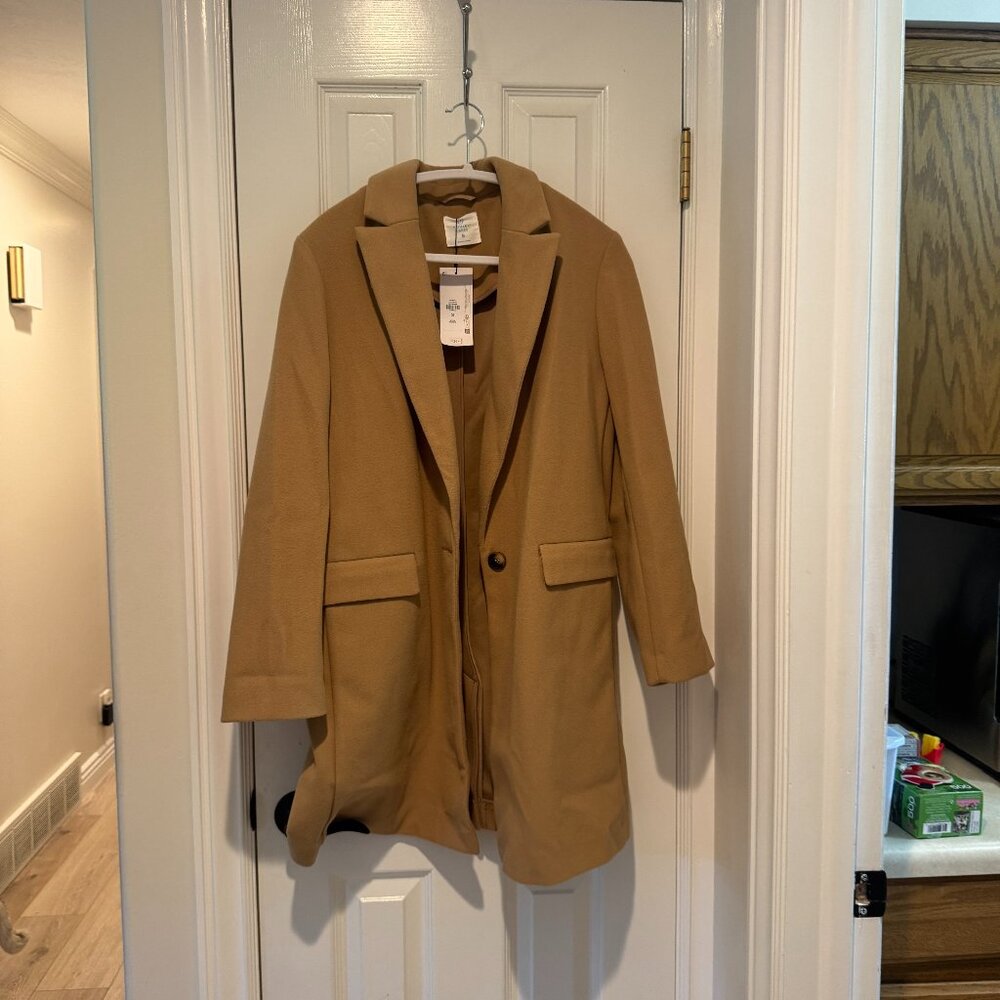NWT Primark Women's Camel Colored Peacoat Size S